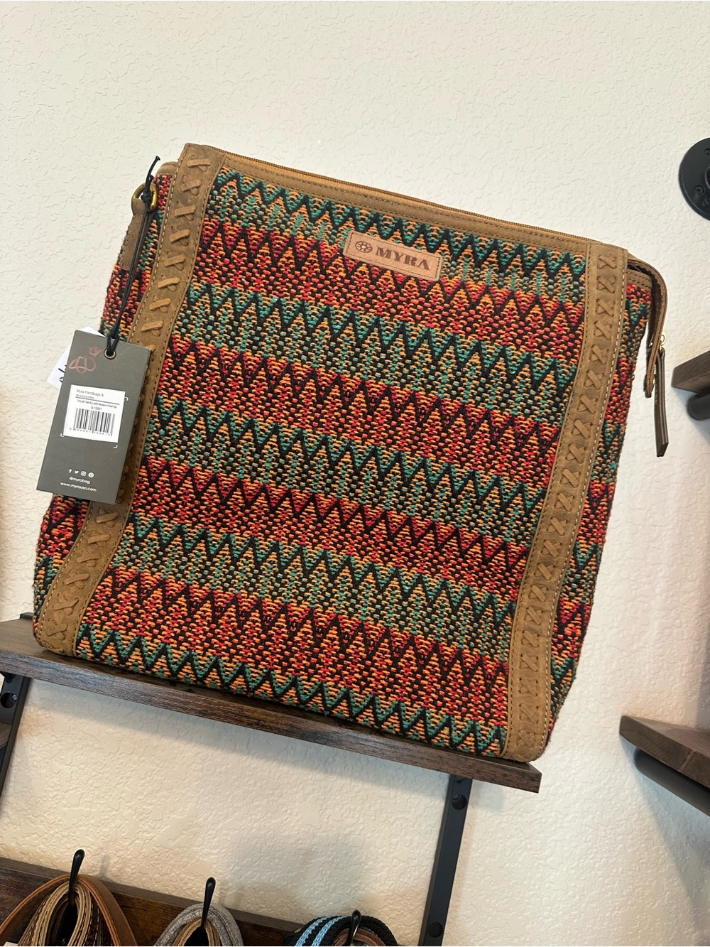 Myra Bag Multicolor Woven Messenger Bag - Red, Green, Brown